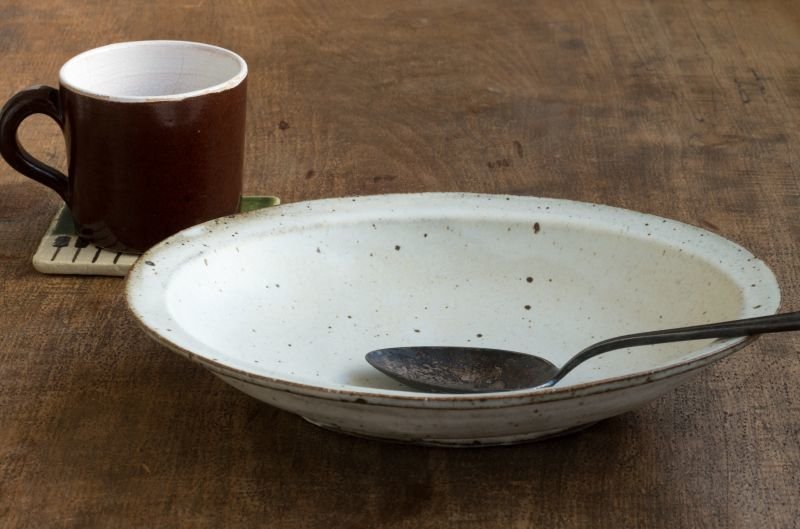 画像4: 福井一伯  粉引オーバル鉢・中