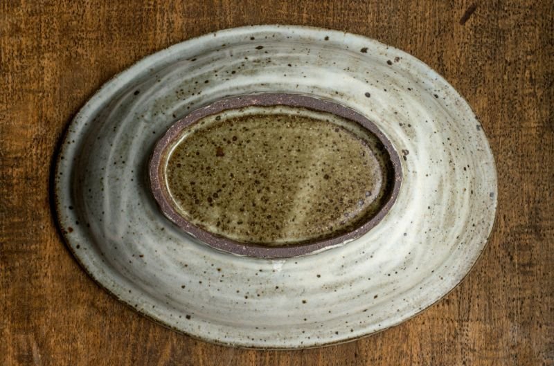 画像11: 福井一伯  粉引オーバル鉢・中