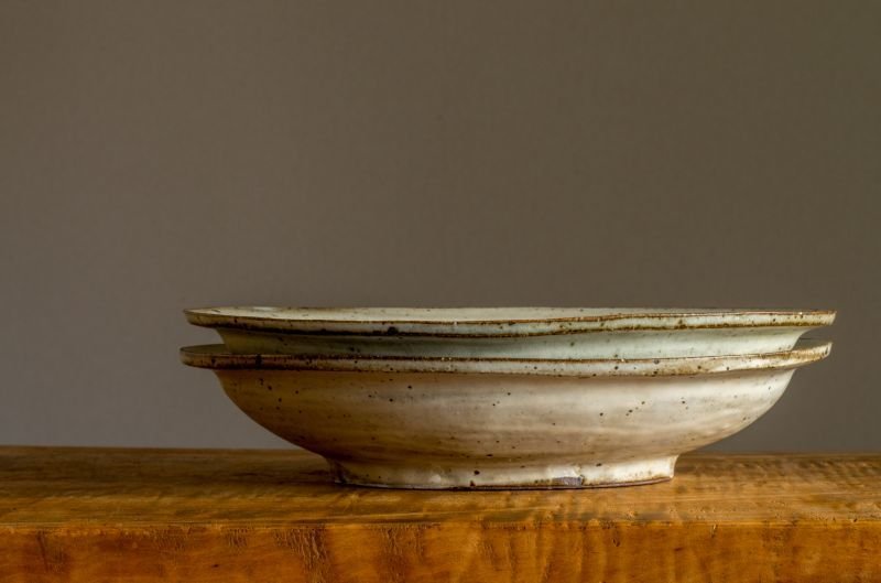 画像13: 福井一伯  粉引オーバル鉢・中